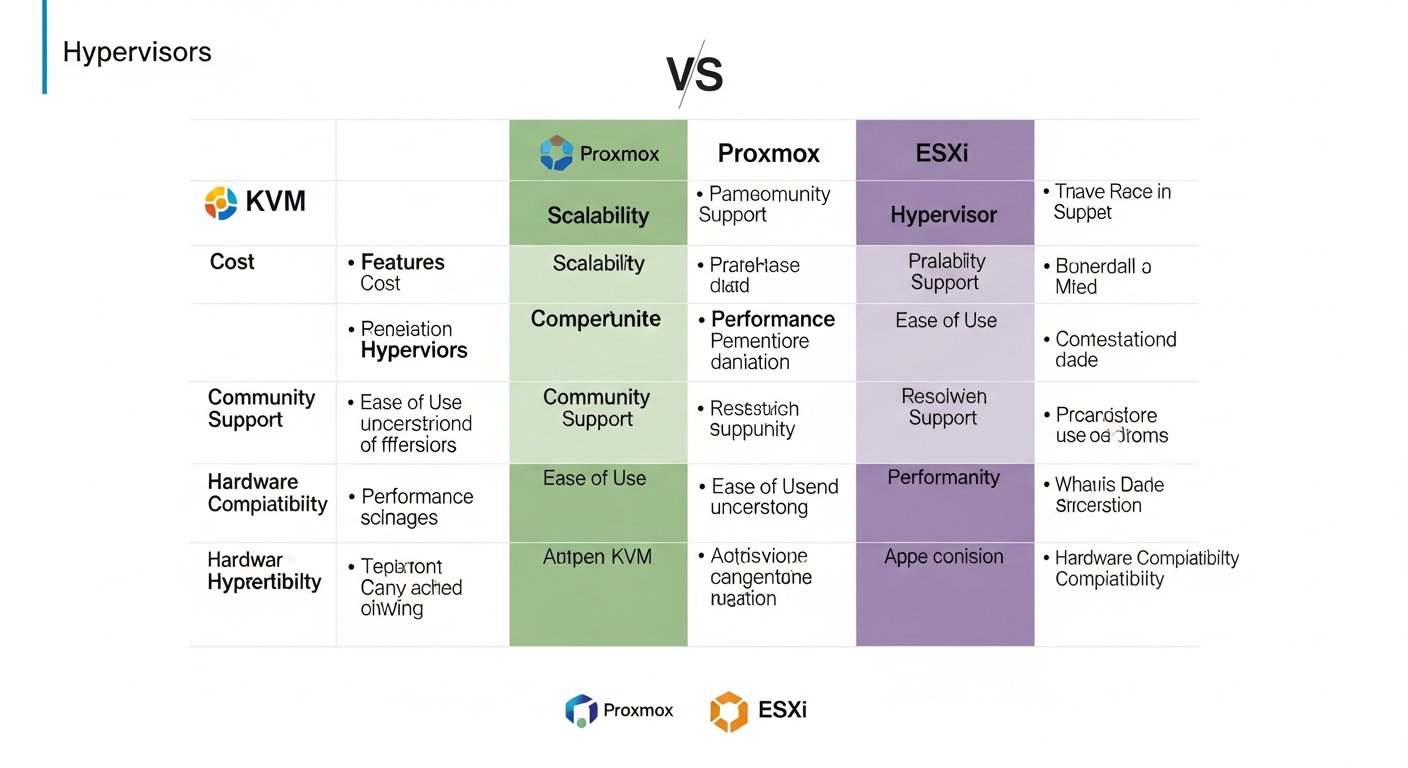 KVM vs Proxmox vs ESXi: Choosing a Hypervisor